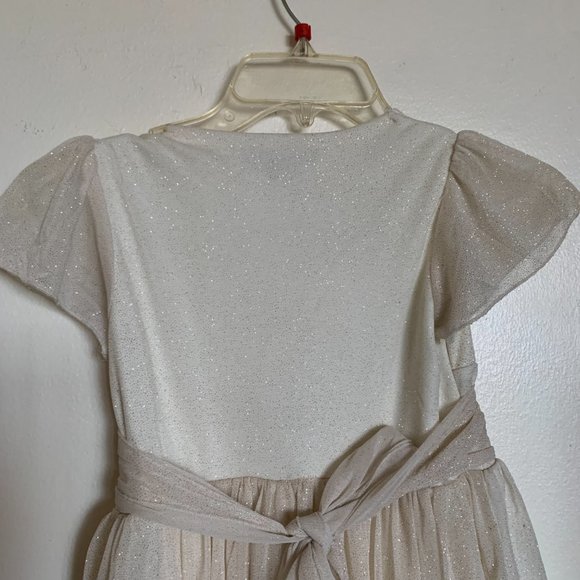 MY MICHELLE GIRLS BEADED IVORY Gold Sparkles DRESS WITH UNDERSKIRT SIZE 8 - Picture 6 of 11